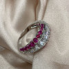 Gradient Size Ruby and White Sapphire Wedding Band