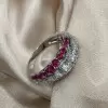 Gradient Size Ruby and White Sapphire Wedding Band