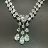 120ctw Round and Pear Cut White Sapphire Statement Necklace