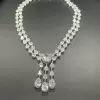 120ctw Round and Pear Cut White Sapphire Statement Necklace