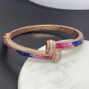 8.5ctw Princess Cut Rainbow Sapphire Bypass Bangle
