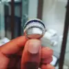 5ct Round Cut White and Blue Sapphire Vintage Wedding Band
