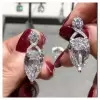 6.2ct Pear Cut White Sapphire Drop Earrings