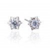 Handmade S925 Sterling Silver Snowflake Round Cut Ear Studs
