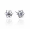 Handmade S925 Sterling Silver Snowflake Round Cut Ear Studs
