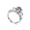 Handmade Round Cut Flower Design Sterling Silver Engagement Ring