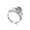 Handmade Round Cut Flower Design Sterling Silver Engagement Ring