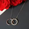 Handmade 3 Colors Circle with Gemstones Pendant Necklace