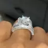 1ct Round Cut White Sapphire Criss Cross Engagement Ring