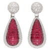 15ctw Vintage Cushion Cut Ruby Invisible Setting Earrings