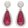 15ctw Vintage Cushion Cut Ruby Invisible Setting Earrings