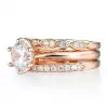 Handmade Rose Gold Color 1 Ct Brilliant Cut Ring Set