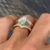 4.5ctw Marquise Cut White Sapphire Pave Accents Wide Band Ring