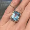Vintage 16ctw Emerald Cut Aquamarine Ring