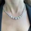 Round&Oval Cut White&Pink Sapphire Necklace