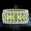 7.8ct Emerald Cut Peridot Eternity Wedding Band