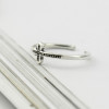 925 Sterling Silver Handmade Bead Cross Adjustable Ring
