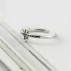 925 Sterling Silver Handmade Bead Cross Adjustable Ring