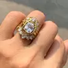 4ct Cushion Cut White Sapphire Stackable Wedding Ring Set