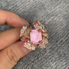 5.2ct Emerald Cut Pink Sapphire Butterfly Cocktail Ring
