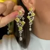 18ctw Princess Cut Yellow Sapphire Statement Drop Earrings