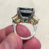 Three-stone Emerald&Yellow Sapphire Engagement Ring