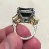 Three-stone Emerald&Yellow Sapphire Engagement Ring