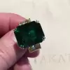 Three-stone Emerald&Yellow Sapphire Engagement Ring