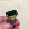 Three-stone Emerald&Yellow Sapphire Engagement Ring