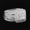 6.8ct Princess Cut White Sapphire 2pcs Bridal Set