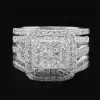 6.8ct Princess Cut White Sapphire 2pcs Bridal Set