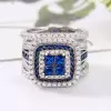 6.8ctw Princess Cut Blue Sapphire Interchangeable Bridal Sets