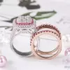6.8ct Princess Cut White Sapphire Interchangeable Bridal Sets In Rose Gold