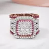 6.8ct Princess Cut White Sapphire Interchangeable Bridal Sets In Rose Gold