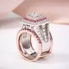6.8ct Princess Cut White Sapphire Interchangeable Bridal Sets In Rose Gold