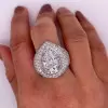 3ct Pear Cut White Sapphire Vintage Bold Engagement Ring