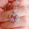 Handmade Bliss Pink Hearts Sterling Silver Necklace