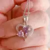 Handmade Bliss Pink Hearts Sterling Silver Necklace