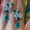 14ctw Pear Cut Emerald Statement Earrings