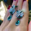 14ctw Pear Cut Emerald Statement Earrings