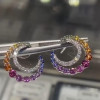 Rainbow Sapphire Crescent Moon Statement Earrings