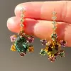 12ctw Multicolor Sapphire Drop Earrings