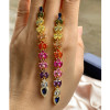 20ctw Pear Cut Rainbow Sapphire Long Earrings