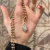 Antique 9ct Pear Cut White Sapphire Button Necklace