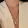 Antique 9ct Pear Cut White Sapphire Button Necklace
