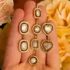 Multi-cut Classic White Sapphire Box Drop Earrings