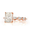 4ct Radiant Cut White Sapphire Engagement Ring in Rose Gold