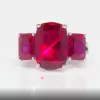 6ct Cushion Cut Ruby Three Stone Engagement Ring