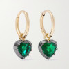 4ctw Two Tone Heart Cut Emerald Dainty Earrings