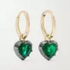 4ctw Two Tone Heart Cut Emerald Dainty Earrings